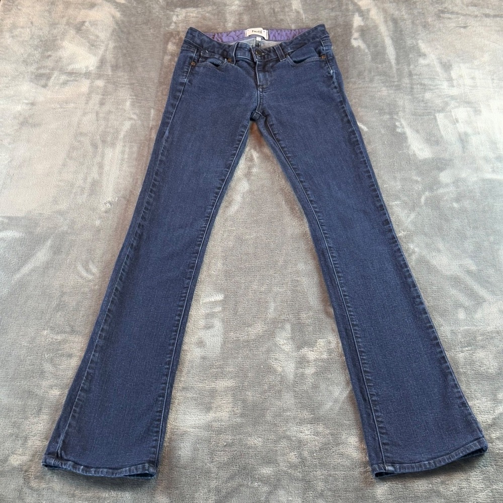 Paige Manhattan Bootcut Jeans Dark Indigo Blue‎ Slim Fit Size 26  Low Rise